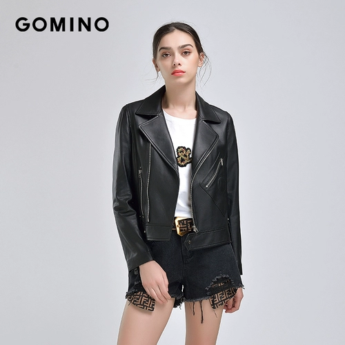 GOMINO Осенняя короткая куртка, 2019, из натуральной кожи, в корейском стиле, облегающий крой