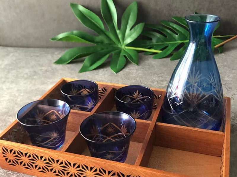 Ликер Cup 日式玻璃器皿 手工刻花玻璃酒壶清酒酒杯冰酒壶桃花酒杯白酒杯酒