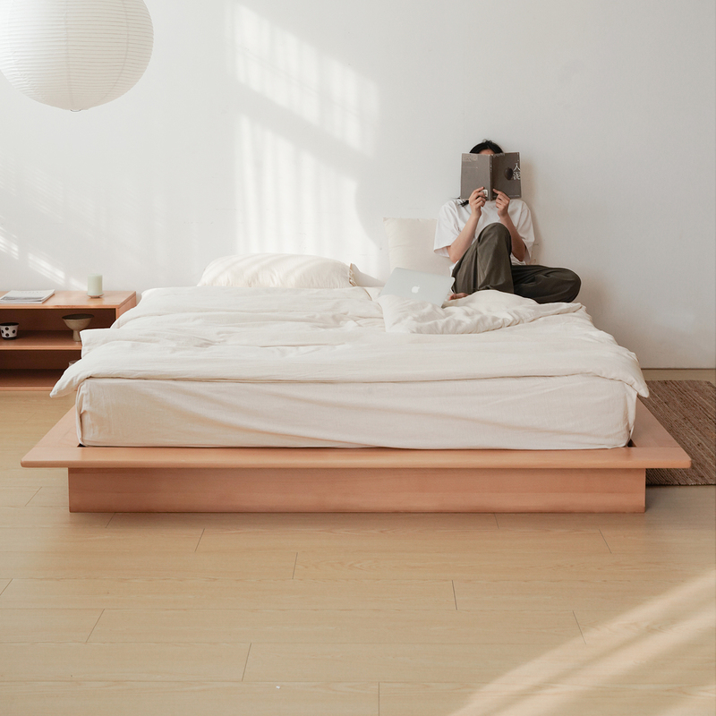 Mikasa Woodwork Solid Beech Wood Floor Bed Nordic Japanese Style Floor-Standing Simple Tatami Double Bed Without Headboard Bed Frame Mikasa Woodwork Solid Beech Wood Floor Bed Nordic Japanese Style Floor-Standing Simple Tatami Double Bed Without Headboard Bed Frame