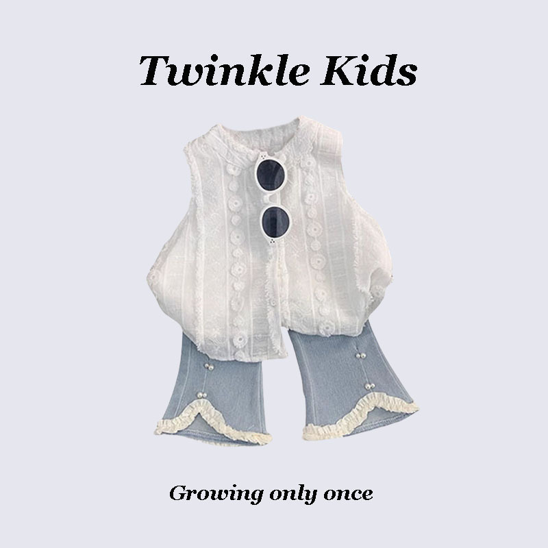 Twinkle Kids Good and Cute Tax ~ Baby Girl Suit Korean Style Baby Doll Shirt Jeans Two-Piece Summer Set