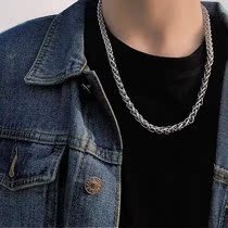 Domineering mens titanium steel necklace without pendant Korean personality trendy mens chain snake bone chain keel chain jewelry accessories