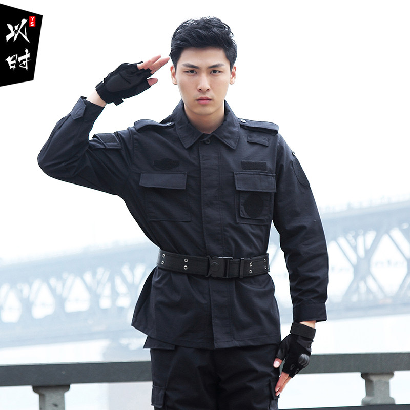 Autumn and winter wear-resistant mesh security long-sleeved black training suit men and women black spring and autumn special forces combat system - Taobao