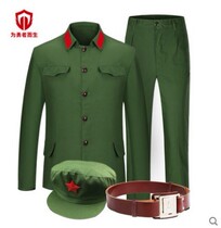 65-style old-fashioned military uniform Old-fashioned military green red suit Red guard five-pointed star liberation performance suit for training suit