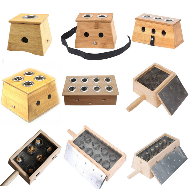 Bamboo Moxibustion Box Solid Wood Hand Moxibustion Home Wood Palace Chill Gynecological Portable Moxibustion Ai Box