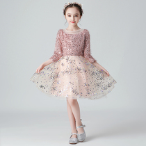 Childrens Gown Girl Princess Dresses Summer Fluffy Yarn Flower Boy Wedding Little Girl Host Gown Dress Piano