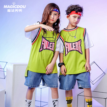 Childrens hip-hop trend suit short-sleeved hip-hop girl jazz dance tide costume boy dancing costume girl