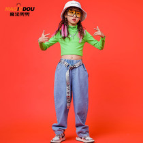 Girls Jazz Dance Costume Summer Childrens Performance Girls Street Dance Set Unnavel Walk Show Costume Tide Korean Hip Hop