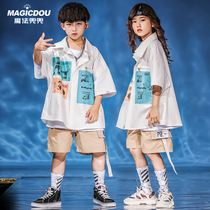Street dance suit boy hip-hop summer Korean version of childrens drum set show tide dress girl jazz dance costume