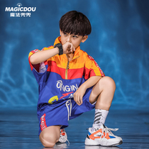 Street dance suit boys and childrens Tide brand handsome girl jazz dance costume summer dress children hip-hop trend costume