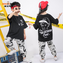 Childrens street dance suit boys hip-hop performance clothes Xia Primary School students cartoon pants girls jazz dance show tide women