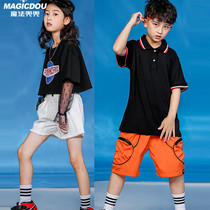 Childrens street dance tide clothes boys summer loose girls jazz dance costumes handsome boys navel girls show summer