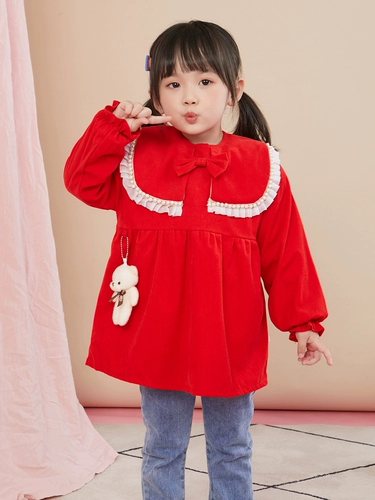 Детский фартук для девочек для еды, водонепроницаемый демисезонный наряд маленькой принцессы, нагрудник, лонгслив, анти-грязь, в западном стиле