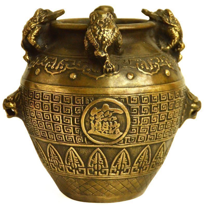 Total Copper Quadmeter Jar Pendulum Pieces Gold Toad Jar Deposit Money Silo Poly Basin Copper Pot Cumin Bronze Instrumental Home Decoration Goods Craft Gift Hem
