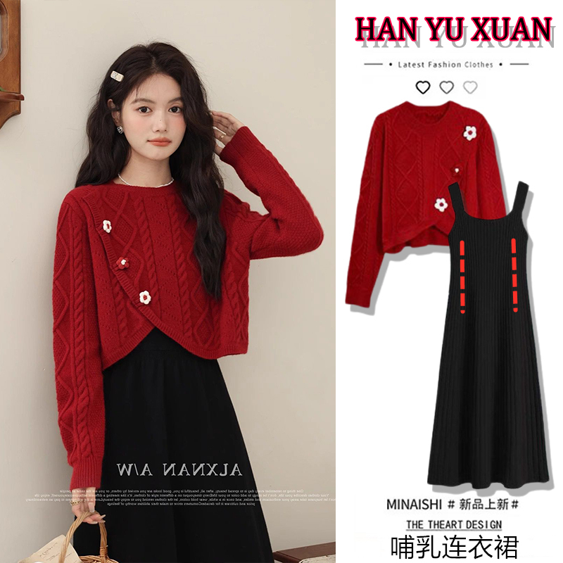 New Autumn and Winter Nursing Clothes for Going Out, Hot Mom Style Postpartum Nursing Clothes, Sweater Base Layer, Nursing Dress