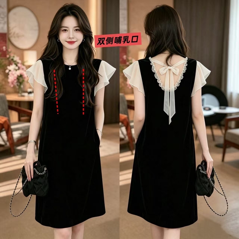 Summer Nursing Clothes for Going Out, Postpartum Wear for Hot Moms, French Light Luxury Style, Versatile and Lazy Style Nursing Dress Summer Nursing Clothes for Going Out, Postpartum Wear for Hot Moms, French Light Luxury Style, Versatile and Lazy Style Nursing Dress