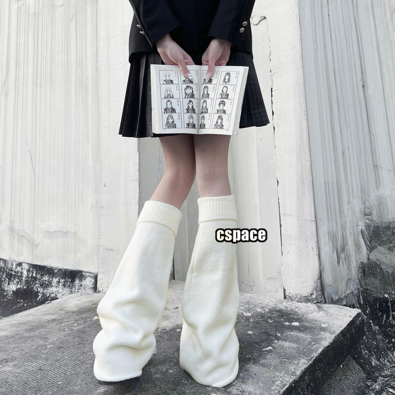 Jk Wide-Leg Socks Japanese Y2K Hot Girl Subculture White Knitted Wool Bell-Bottom Calf Socks Slouch Socks Sock Sets