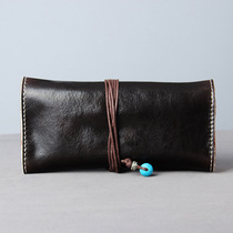 OLDFOX multifunctional portable pipe bag cowhide hand-rolled genuine leather storage tobacco bag mens special tobacco tool bag