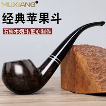 Heather wood mens filter pipe old-fashioned solid wood cigarette pot dry pipe tobacco bag pot shredded tobacco special accessories