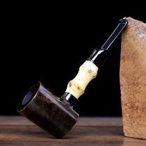 MUXIANG wood-scented heather bamboo section mens solid wood smoking pipe old-fashioned smoking bag pot retro smoking pot pipe smoking set