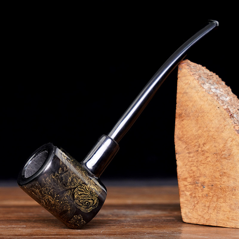 MUXIANG woody heather wood shadow carving pipe traditional intangible cultural heritage national treasure handmade art pipe - Taobao