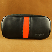 Pipe bag leather black handmade 2-position double pipe bag multi-functional portable storage practical tobacco bag tool accessories