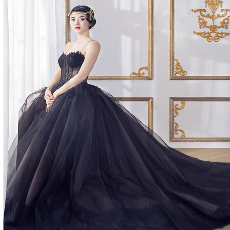 New Photo Gallery Themed Wedding Dress Couples Write Real Clothing Stage Photography Photo Photo Retro Black Wedding Dresses Dress