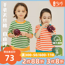 (tiansilk cotton) mibi children T-shirt pro-submount summer style boy knit short sleeve blouses woman ice cold feel breathable