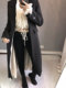 Shichao Retro Palace Black Hepburn Style ເສື້ອຂົນແກະ Slimming ແອວແລະຊ້ໍາກາງ-ຍາວເສື້ອເຊີດ