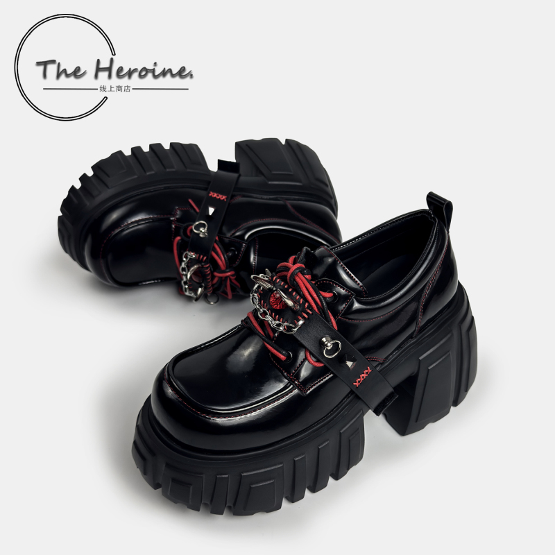 The Heroine Original "Hell Demon Eyes" Gothic Punk Studded High-Heeled Women's Leather Shoes