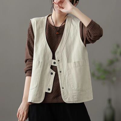 Foreign trade cut label clearance sale women's clothing big brand discount retro workwear vest women's vest jacket paired with a slimming vest