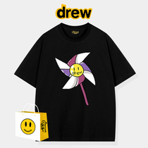 drews smiley face t-shirt short-sleeved men and women European and American half-sleeved summer ins trendy brand cartoon print loose and versatile couple wear AA