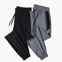 IT ins sweatpants mens summer ice silk thin section loose casual breathable trendy brand elastic quick-drying bunched feet nine-point pants
