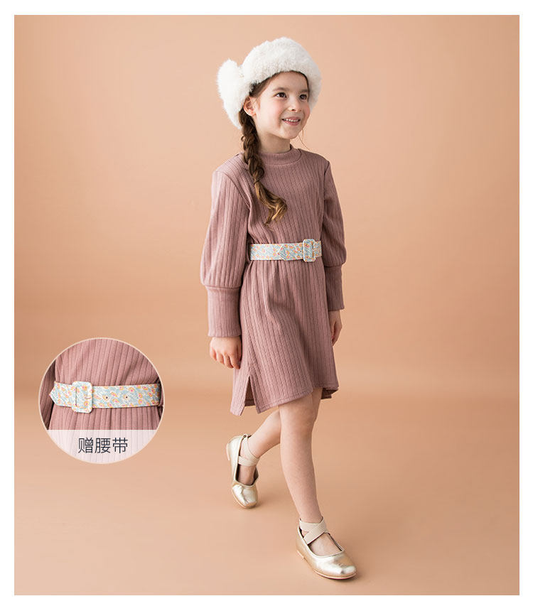 日本 petit main 日系纯色针织女童连衣裙 天猫优惠券折后￥49包邮（￥139-90）80~130码3色可选