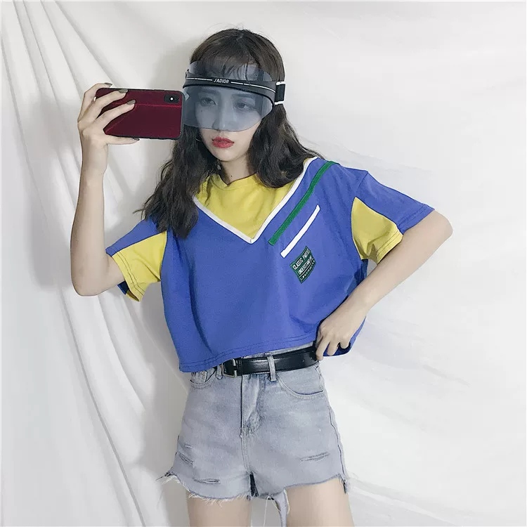 Женская футболка с коротким рукавом, короткий топ, стиль группы Hot Girls Hyuna, женская одежда, джазовые танцы, джаз, пупок, одежда