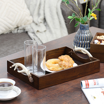 Rectangular tea tray home living room modern kung fu tea set wooden desktop tray hotel fruit tea cup storage box