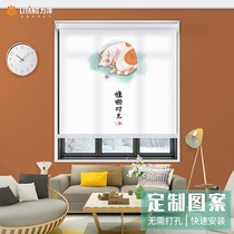 Shading roller curtain toilet bathroom kitchen waterproof office non-perforated installation lifting bead roll type