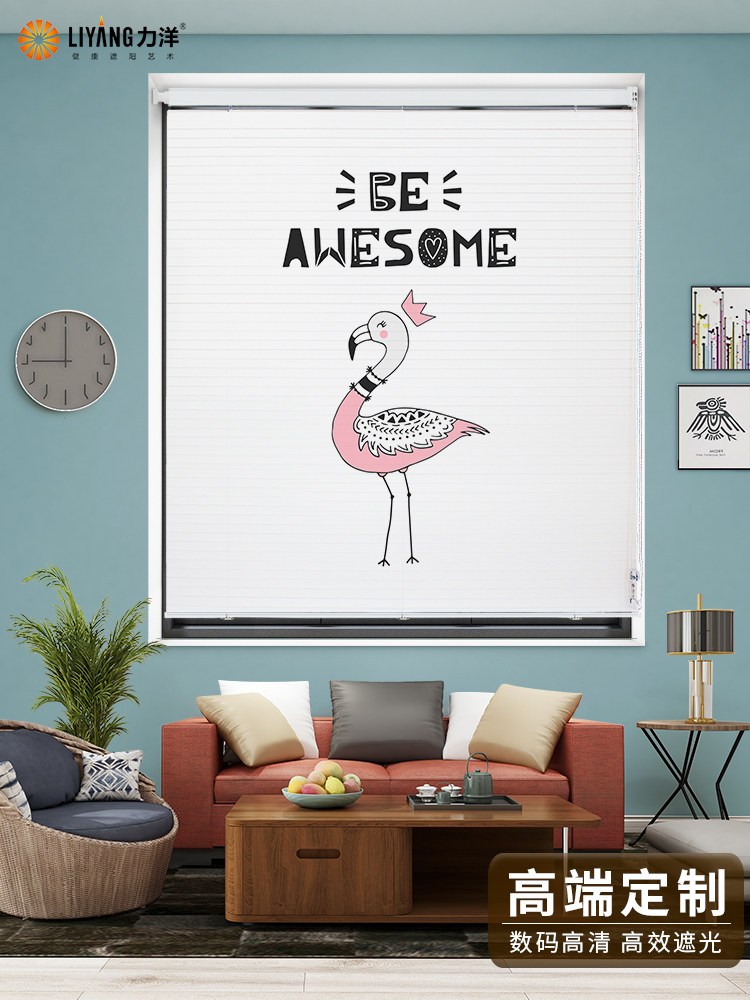 Blinds printed PVC factory word Bedroom living room powder room Kitchen bathroom waterproof household expansion without punching