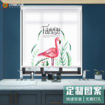 Printed non-perforated shading waterproof lifting roller shutter window hand-pulled bathroom kitchen living room bedroom bathroom expansion type