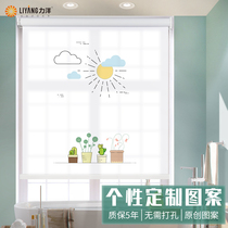 Kitchen toilet curtain bathroom toilet shading lifting roll-up roller shutter waterproof and oil-proof non-punching installation