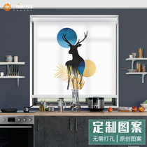 Rolling curtain curtain toilet bathroom kitchen waterproof office bedroom blackout-free installation lifting roll type