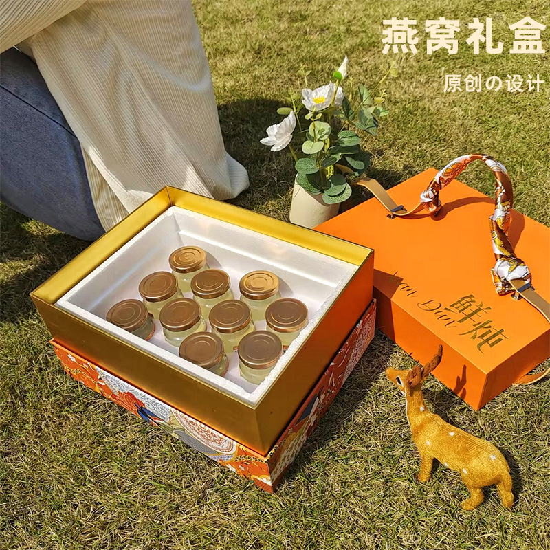 Hermès Orange Fresh Stewed Instant Bird's Nest in Orange Gift Box with Silk Scarf and Handbag, Customizable with Logo Hermès Orange Fresh Stewed Instant Bird's Nest in Orange Gift Box with Silk Scarf and Handbag, Customizable with Logo
