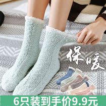 Coral velvet socks female hair socks in winter plus thick sleep moon socks warm towel socks home floor socks
