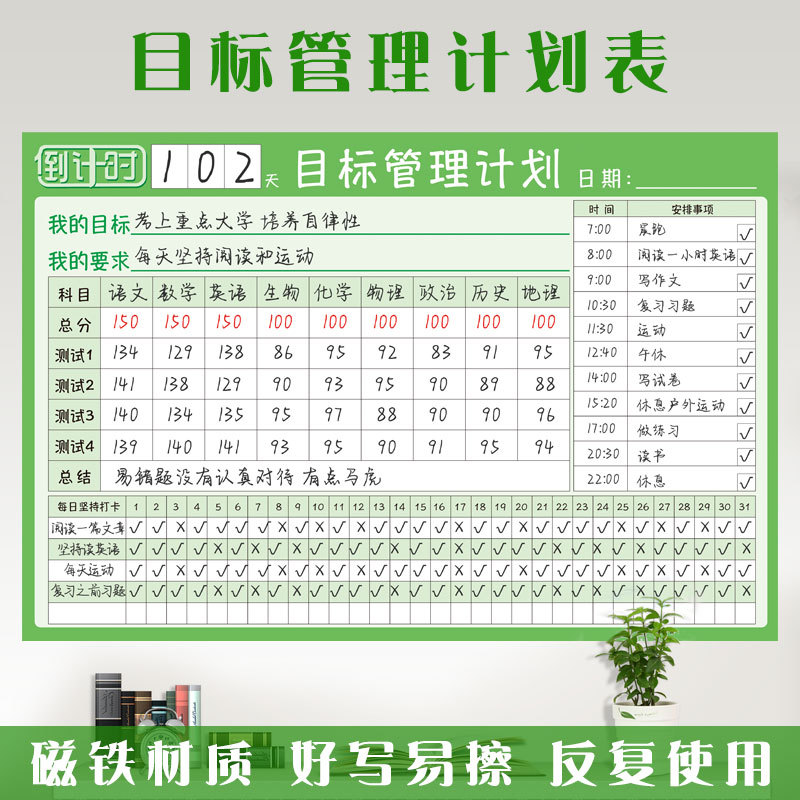 Target Management Planner, Exam Preparation Study Tracker, Magnetic Record Sheet, Wall Sticker, Student Schedule Arrangement, Self-Discipline Tool Target Management Planner, Exam Preparation Study Tracker, Magnetic Record Sheet, Wall Sticker, Student Schedule Arrangement, Self-Discipline Tool