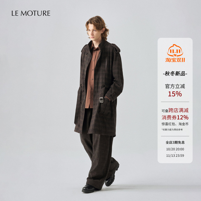 Lm Plaid Stand-Up Collar Belted Parka Trench Coat Slim Fit Belt Windbreaker Jacket 2026 Half Petal Lm Plaid Stand-Up Collar Belted Parka Trench Coat Slim Fit Belt Windbreaker Jacket 2026 Half Petal
