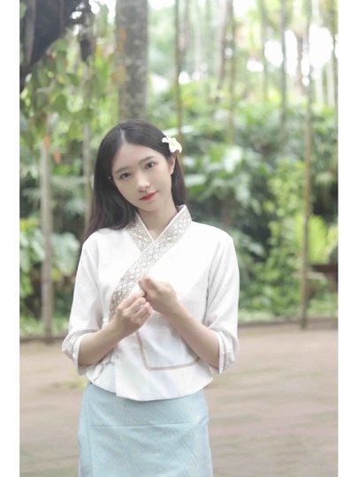 Dai Ethnic Clothing for Women, Traditional Xishuangbanna Daily Embroidered Hollow-Out Art Exam Workwear, Summer Thin Dai Skirt Set