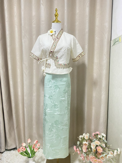 New Xishuangbanna Dai Ethnic Clothing for Women, Jacquard Top and Long Skirt, Traditional Thai Outfit Set, Everyday Wear