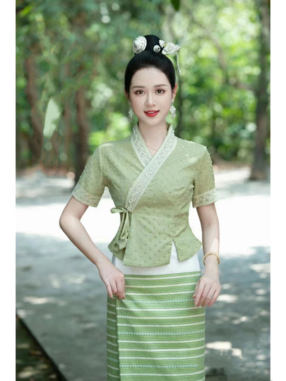 New Xishuangbanna Dai Ethnic Clothing Women's Long Skirt Work Clothes Traditional Dai Skirt Daily Wear Thai Style