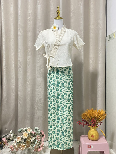 Xishuangbanna Dai Ethnic Clothing Work Clothes Tea Attire Set Distinctive Thai Women's Clothing Fresh Daily Work Clothes Summer