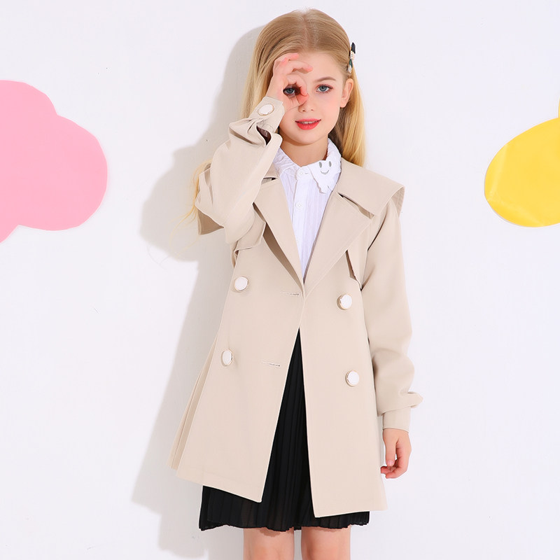 Girls'garment coat 2022 new British wind - coat Han - Shuang College wind - and - autumn clothing
