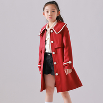 Girls windbreaker coat 2021 New Korean version of spring and autumn long autumn childrens clothing foreign style